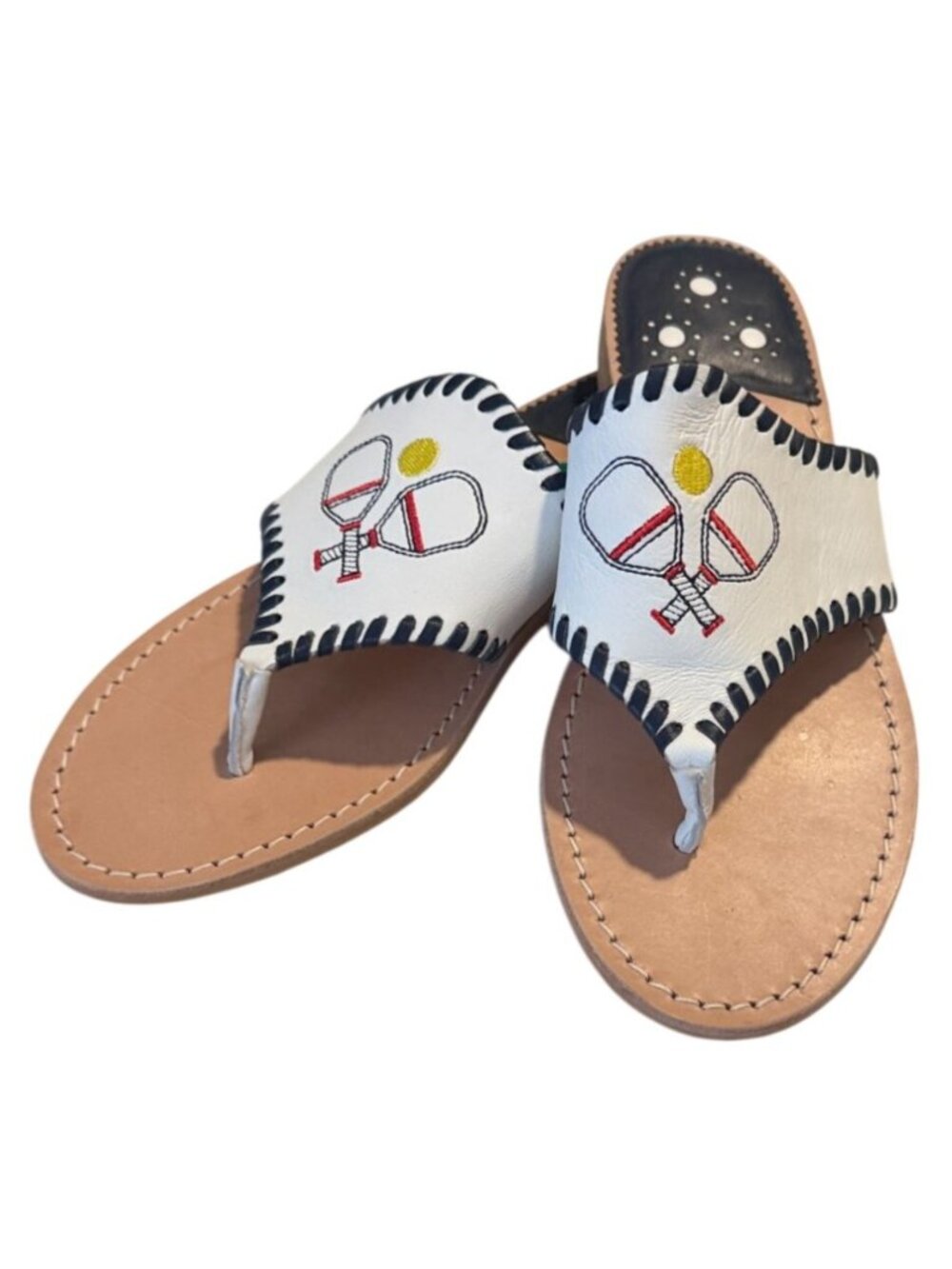 Jack Rogers Pickleball Embroidered Slip On Thong Sandals Size 8 NWOB